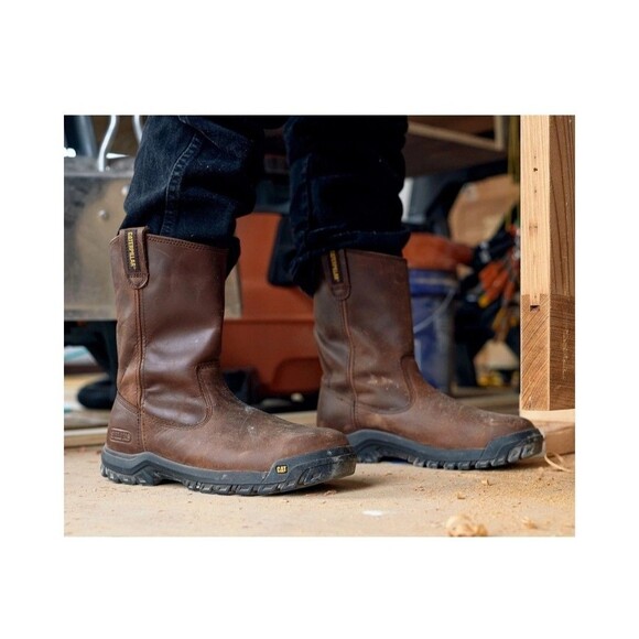 Caterpillar Cat Mens Drawbar Steel Toe Work Boots Brown Size 9.5